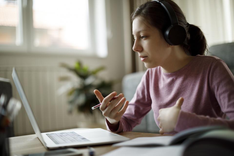 student on computer