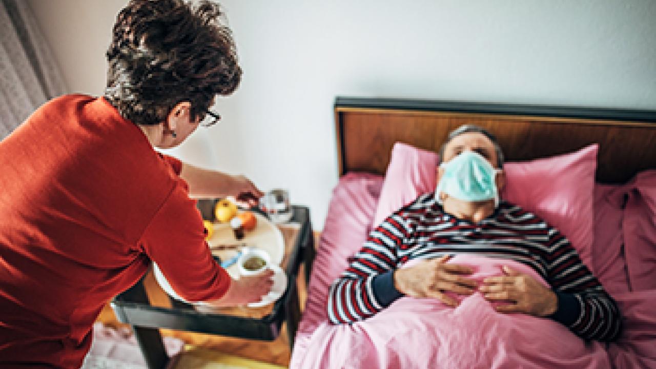 Can an antibodies combination prevent COVID-19 when taking care of someone infected? patient in bed